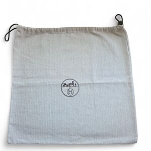 Authentic Hermès Herringbone Toile Drawstring Dust Bag - 17" x 15" Beige